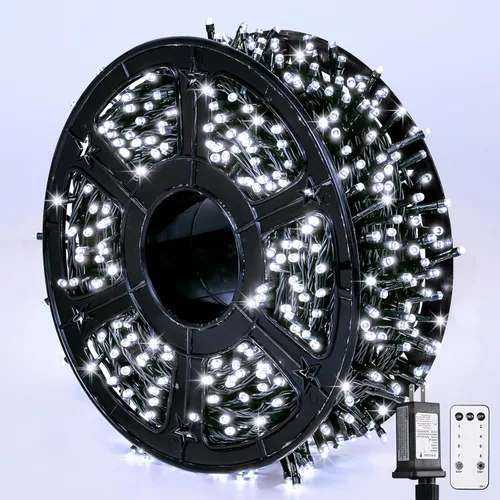 Vista 28 de JMEXSUSS 400 luces LED de Navidad rojas, blancas y verdes, luces de árbol de Navidad de 132 pies con control remoto, tira de luces para interiores