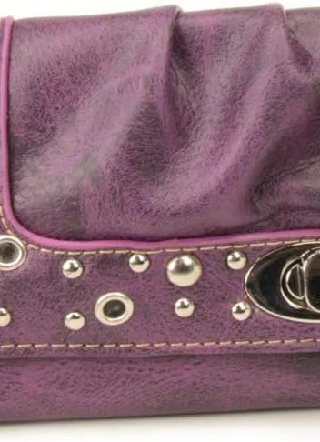 Vista 3 de Púrpura Studded Turnlock Wristlet cartera