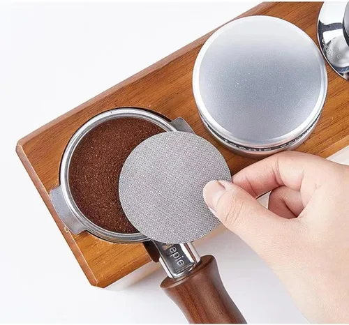 Vista 4 de 2 piezas de pantalla de disco espresso de 51 mm, placa de malla de filtro de café reutilizable de acero inoxidable de 1 mm de espesor para cesta