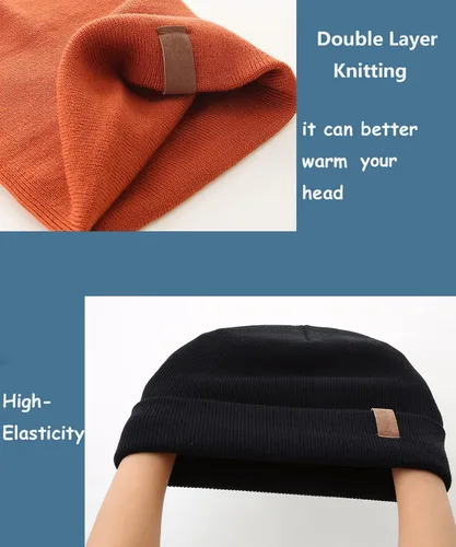 Vista 4 de LMLALML 2 gorros para mujer, cálido, suave, mejorado, para invierno, unisex, con puños