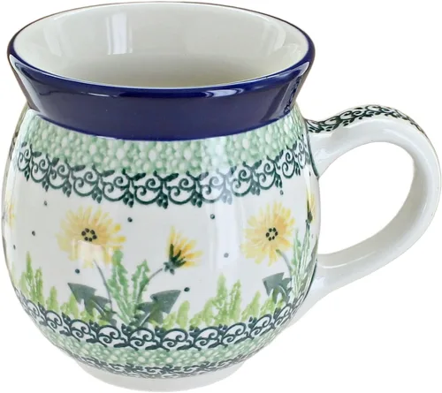 Vista 19 de Blue Rose Polish Pottery - Blue Alyce Bubble Mug - 16 oz - Unique Shape Mug for Coffee & Tea