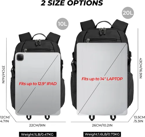 Vista 3 de ArcEnCiel 10L/20L Mini X-Small Mochila Táctica MOLLE Mochila de Día Equipo de Equipaje para Acampada con Parche