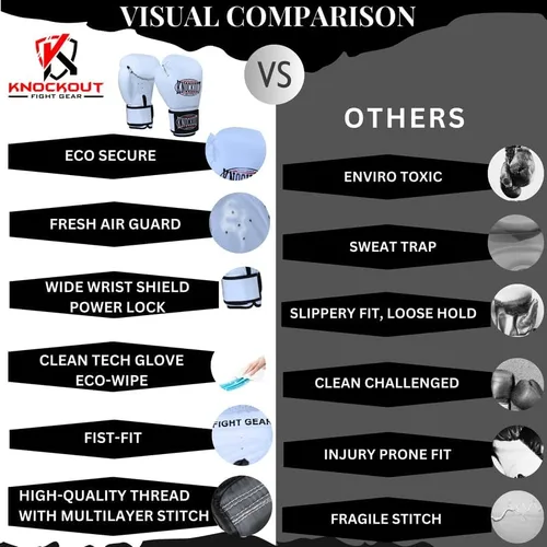 Vista 5 de Juego de 2 pares de guantes de boxeo para adultos con sensación premium para entrenamiento de gimnasio en casa y competición, lo mejor