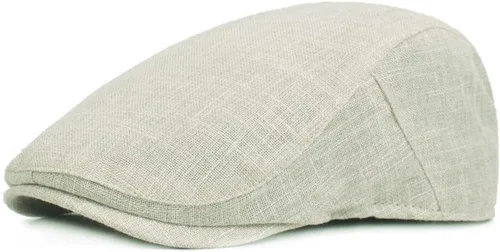 Vista 9 de Gorra plana de algodón de lino para hombre Newsboy de verano B31 - Beige