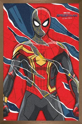 Vista 15 de Trends International Marvel Spider-Man: No Way Home - Póster de pared triturado, 22.4 pulgadas de largo x 14.7 pulgadas, versión enmarcada en madera