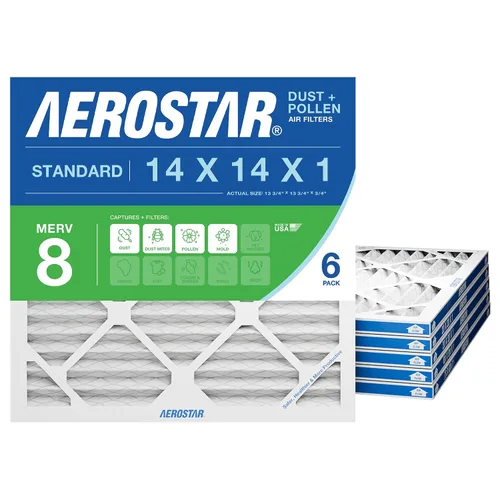 Vista 7 de Aerostar Filtro de aire MERV 8 de 14 x 14 x 1, 4 unidades, tamaño real (13.75 x 13.75 x 0.75), HVAC, aire acondicionado y filtro de horno que