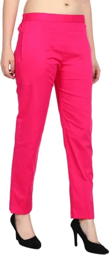Vista 6 de ladyline Pantalones rectos elásticos de algodón para mujer, cierre elástico, un bolsillo Negro