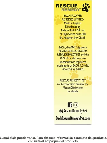 Vista 8 de Rescue Remedy gotero para mascotas - 10mL - Apoyo para el estrés y la tensión para perros y gatos con esencias naturales de flores Bach - Fórmula