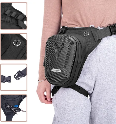 Vista 4 de Riñonera para motocicleta, bolsas de pierna caída, para hombres y mujeres, ciclismo, ciclismo, táctica, muslo, bolsa de almacenamiento