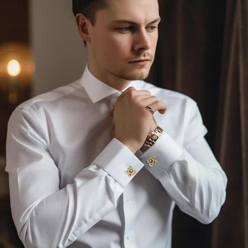 Vista 3 de Sogee Gemelos chapados en oro de 18 quilates de cristal negro para hombre, cuadrados, elegantes, gemelos para negocios, bodas, fiestas, regalo único