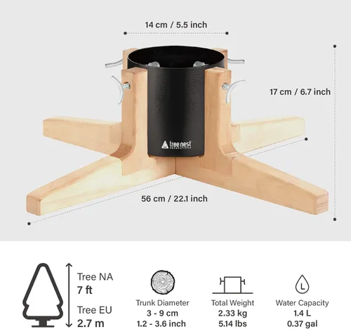 Vista 6 de Tree Nest Base de soporte para árbol de Navidad para árbol real de hasta 7 pies, soporte plateado para árbol de Navidad, estable para decoración