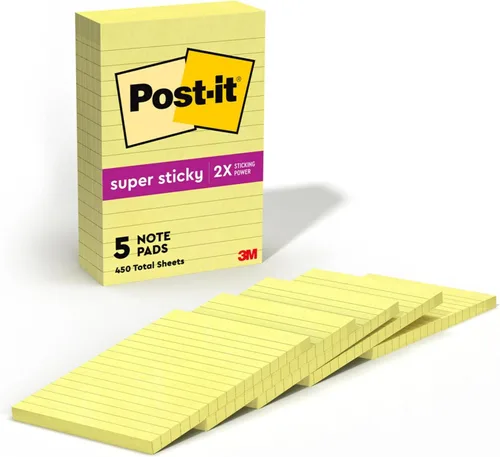 Vista 11 de Post-it Notas súper adhesivas, 4 x 6 pulgadas, 5 blocs, 2 veces el poder de adherencia, amarillo canario, reciclables