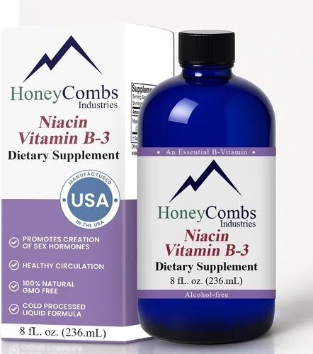 Vista 9 de HoneyCombs Vitamina B3 Niacina Líquida 500% DV Niacinamida B3 Suplemento Sublingual Complejo B Vitamina - Hecho en Estados Unidos - Niacina Vitamina
