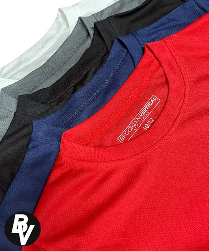 Vista 4 de BROOKLYN VERTICAL Paquete de 5 camisetas de secado rápido que absorben la humedad, rendimiento atlético activo con cuello redondo