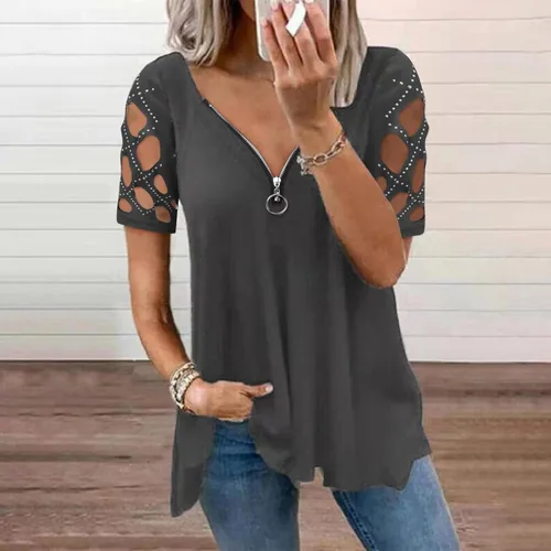 Vista 4 de Women's Top T Shirt Short Sleeve Casual Summer Outdoors Blouse Women Outer Wear Heart Print Tees & Blouses Tank Tunic Top