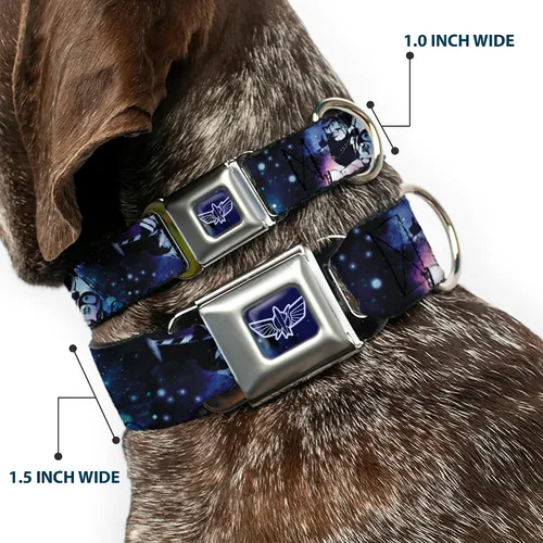 Vista 2 de Collar de perro hebilla de cinturón de seguridad Buzz Lightyear Poses Galaxy Blues 9 a 15 pulgadas 1.0 pulgadas de ancho