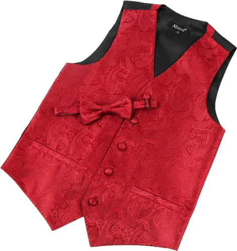 Vista 19 de Alizeal Conjunto de 2 piezas de corbata de lazo preatada de jacquard de cachemira con estampado floral clásico para niños