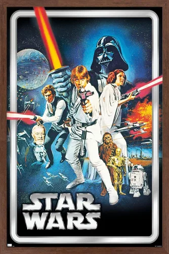 Vista 10 de Trends International Star Wars: A New Hope - Póster clásico de pared, 34 pulgadas de largo x 22.4 pulgadas, versión enmarcada en blanco