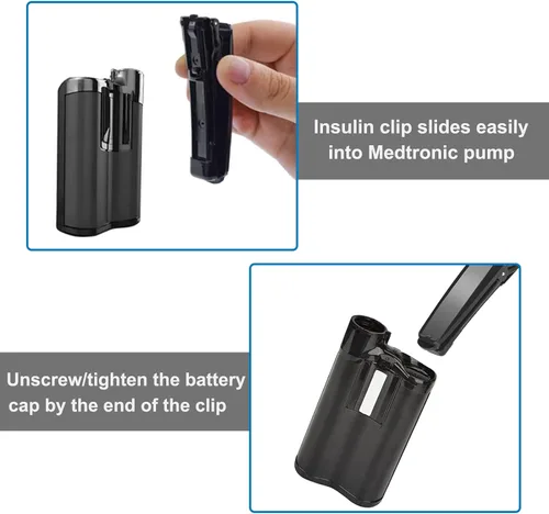 Vista 4 de Clip de cinturón de bomba de insulina para bombas Medtronic MiniMed 770G 670G 780G 630G 640G, color negro