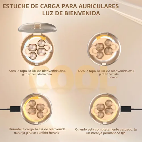 Vista 3 de Auriculares con clip de oreja abierta – Auriculares inalámbricos 5.4 con micrófono, 40 horas de reproducción, audio premium, efectos de iluminación