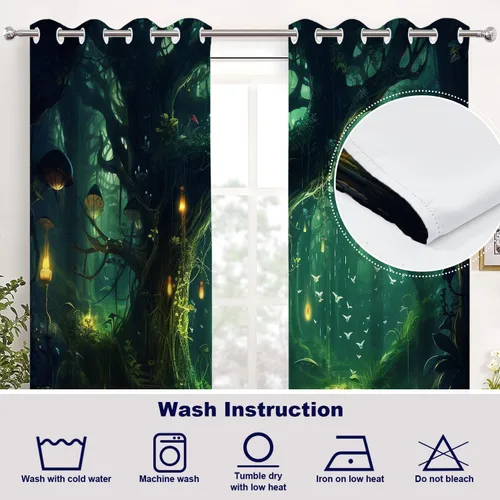 Vista 145 de Batmerry American Flag Ink Dot Blackout Tier Curtains, Red Blue White Stars Abstract Thermal Insulated Half Curtain Rod Pocket Small Valance for