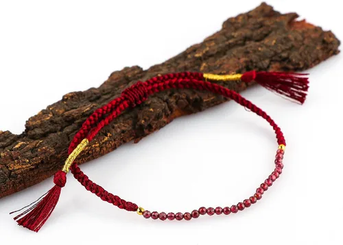 Vista 2 de Thecraftman - Pulsera trenzada de cuentas naturales, cristales energéticos, regalo para ella, pulsera de protección de hilo trenzado de mano