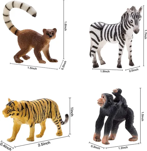 Vista 7 de Figuras de animales, juego de 24 piezas de juguetes de animales realistas con león, panda, mono, cebra, tigre, elefante, jirafa, etc., regalo