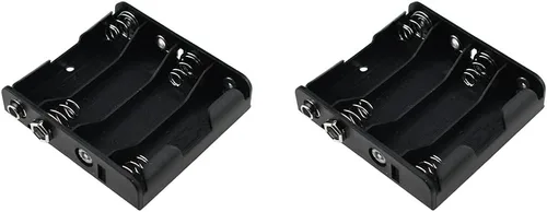 Vista 32 de HAHIYO Paquete de soporte de batería AA de 1.5 V con cubierta resistente de alambre, resortes flexibles, interruptor integrado, baterías, caja