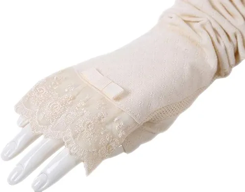 Vista 5 de Algodón manga larga guantes brazo manga para mujer protección solar