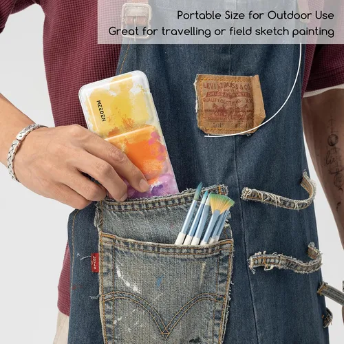 Vista 5 de MEEDEN Paleta de pintura de acuarela vacía: paleta de colores de agua de viaje con 12 medias sartenes - Caja de lata portátil de paleta de metal