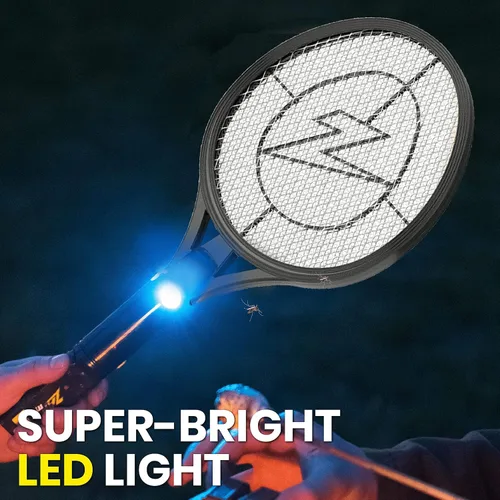 Vista 5 de Zap It Bug Zapper - Raqueta mata mosquitos recargable de 4000 voltios, cable de carga USB