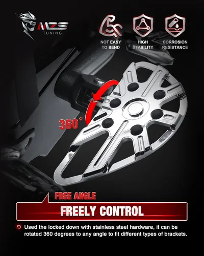 Vista 9 de MZS Espejos retrovisores para motocicleta + clavijas de pie de pasajero de motocicleta compatibles con Cruiser Chopper Touring Street Naked Road