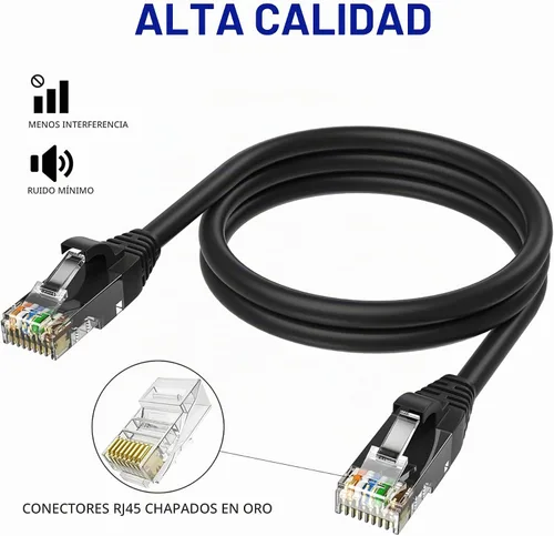 Vista 3 de Adoreen Cable Ethernet Cat 6 de 15 pies, negro, para exteriores e interiores, cable de red RJ45 largo redondo y sin enganches, POE, cable
