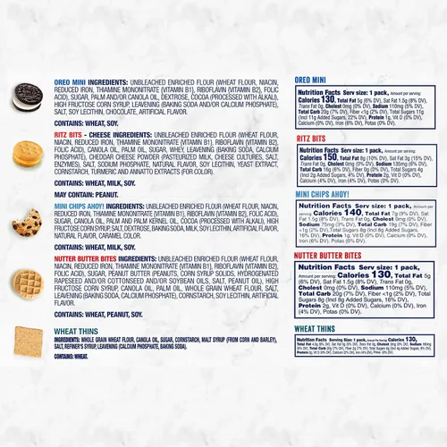 Vista 7 de Galletas OREO Mini, Mini CHIPS AHOY! Galletas, RITZ Bits Galletas de queso, bocadillos Nutter Butter y galletas Wheat Thins, paquete surtido Nabisco