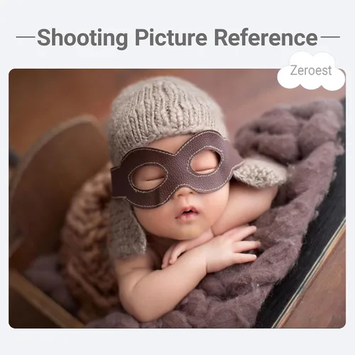 Vista 5 de Zeroest Accesorios de fotografía para bebé, sombreros de piloto, trajes de sesión de fotos, disfraz de ganchillo para niño y niña, sombrero de punto