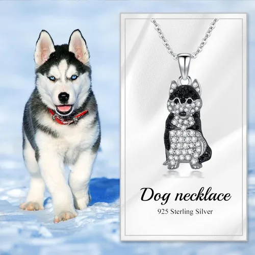 Vista 109 de Collares con colgante de perro de plata de ley S925 – 24 razas corgi/husky/labrador/pastor para mujer