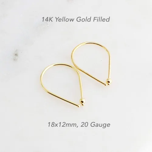 Vista 3 de 13mm de plata de ley 20 GA Aretes de aro invertidos colgantes de lágrima hipoalergénicos ligeros con hilo para mujer
