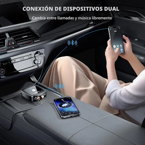 Vista 5 de SONRU Receptor Bluetooth 6.0, adaptador Bluetooth para receptor antiguo, baja latencia, duración de la batería de 24 horas con AUX 0.138 in/RCA Negro