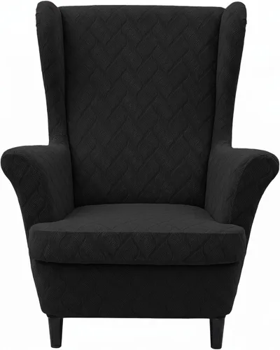 Vista 17 de MIFXIN Wingback - Funda para silla, de terciopelo de 2 piezas, elásticas, con funda de cojín, suave, lavable, protector de muebles para sala de Beige