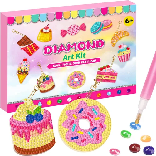 Vista 10 de Labeol Artes y manualidades para niños de 8 a 12 años – Crea tus propios llaveros GEM, arte de diamantes 5D por números, kits de arte GEM para niños