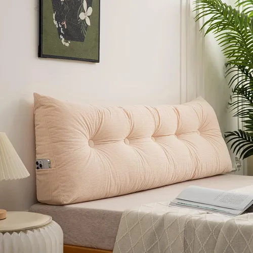 Vista 9 de Almohada triangular grande para cabecero, tamaño individual XL, para universidad, color verde aqua, almohada de lectura, cojín de apoyo