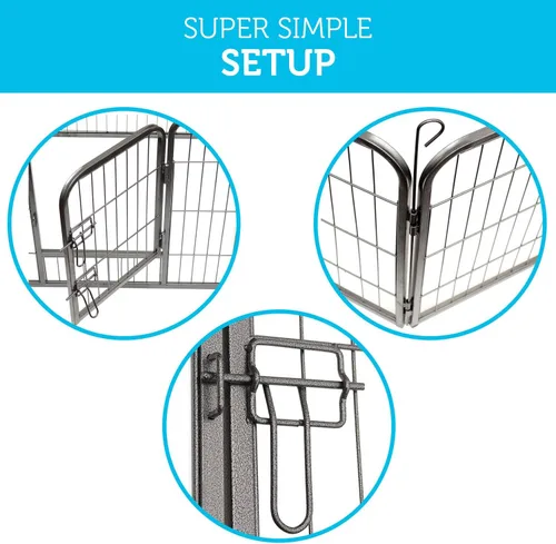 Vista 4 de Paws & Pals Perrera de alambre para perros – corral de ejercicio para perros y gatos al aire libre – Puerta de tubo con puerta