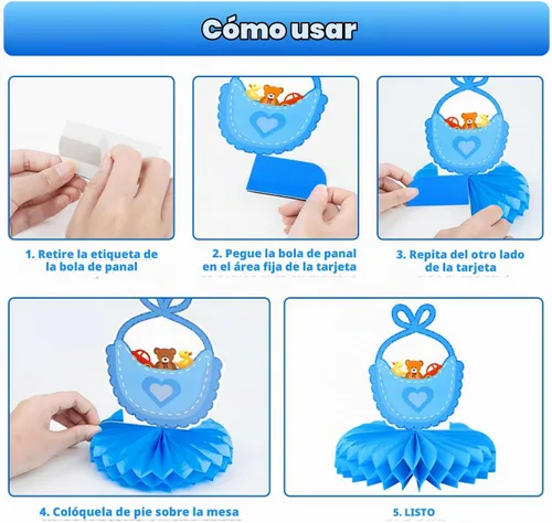 Vista 4 de 9 piezas de centros de mesa con temática de panal de abeja, decoración de mesa de panal azul, decoración de mesa para niños, decoración de mesa