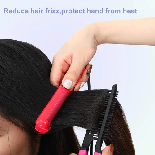 Vista 6 de VOCOSTE Peine para alisar el cabello, resistente al calor, peine para alisar el cabello, ABS, rojo