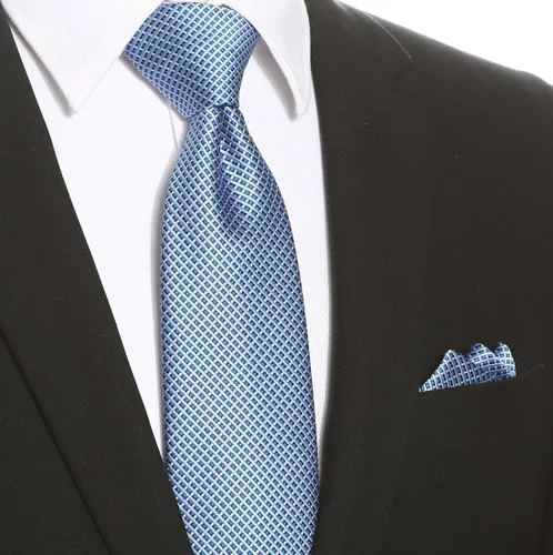 Vista 89 de KissTies Mens Checkered Tie Set Solid Color Festive Necktie + Pocket Square