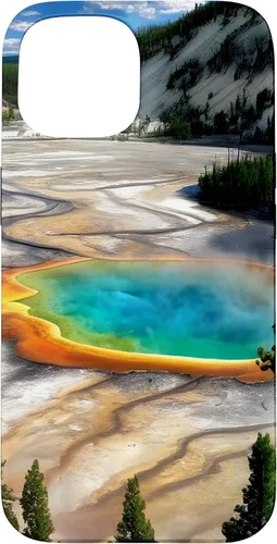 Vista 6 de Funda de vacaciones de verano para iPhone 16 Yellowstone National Park Rainbow geysers