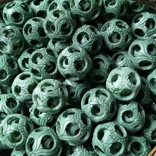 Vista 8 de Bolas de Baoding talladas en piedra de jade verde natural de 2 pulgadas, 2 unidades de bolas de estrés chinas para terapia de manos, bolas de masaje