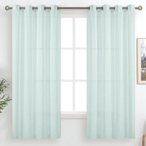 Vista 58 de BGment Cortinas cortas de lino transparente de 40 pulgadas para cafetería, con ojales, filtrado de luz, semitransparentes para ventanas pequeñas