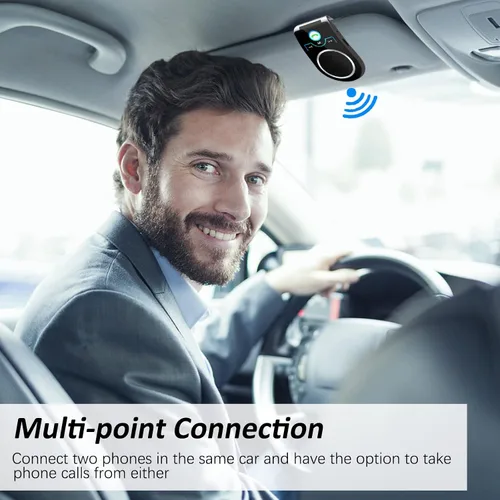 Vista 5 de Altavoz Bluetooth para automóvil, altavoz Bluetooth Aigital para hablar con manos libres, apagado y reconexión automático, kit inalámbrico