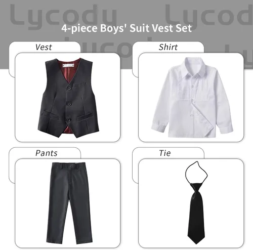Vista 84 de Conjunto de chaleco para niños, trajes formales, trajes de boda, ropa de vestir